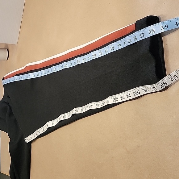 Miss Selfridge Size 4, Black Trousers w/Burnt Orange and White Stripes Down Legs - Picture 7 of 11